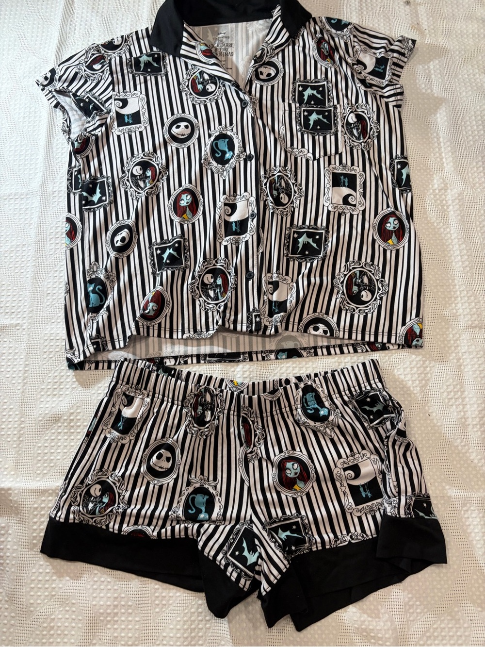 Disney The Nightmare Before Christmas Black & White Striped Women's Pajama - Picture 3 of 6